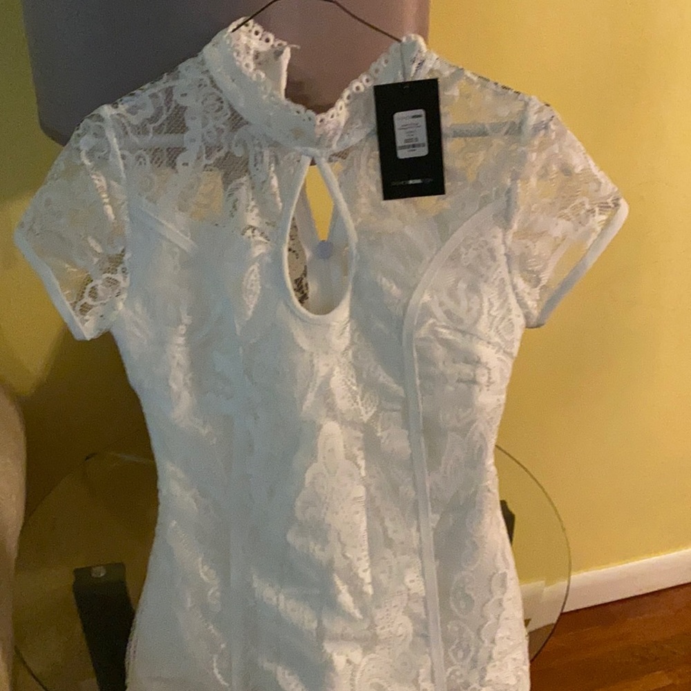 laced in fringe bandage mini dress.